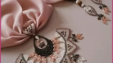 Boncuklu İğne Oyası Fular Modelleri